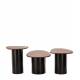 Trio Vega Athezza Lot de Trois Tables Basses en Acier et Manguier Guéridons Asymétriques