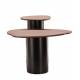 Trio Vega Athezza Lot de Trois Tables Basses en Acier et Manguier Guéridons Asymétriques