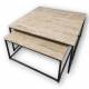 Duo de Tables Belfort Athezza Tables Gigognes en Acier et Travertin Sellettes Bi-matière