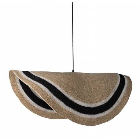 Supension Nacho Athezza Luminaire en Jonc de Mer et Acier Lustre Tricolore 100cm