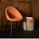 Chaise Fenna Dutchbone Assise en Acier Noir et Tissu Bouclette Terracotta Siège de Table Tendance 54x57x81,5cm