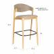 Duo Chaises de Bar Babington Dutchbone Sièges Hauts en Bois Naturel et Tissu Chiné Beige Assises Rétro 51,4x57,5x91,5cm