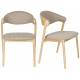 Lot de 2 Chaises Babington Dutchbone Duo de Fauteuils de Table en Bois Naturel et Tissu Chiné Beige Assises Rétro 56,5x58x80,5cm