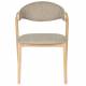 Lot de 2 Chaises Babington Dutchbone Duo de Fauteuils de Table en Bois Naturel et Tissu Chiné Beige Assises Rétro 56,5x58x80,5cm