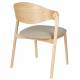 Lot de 2 Chaises Babington Dutchbone Duo de Fauteuils de Table en Bois Naturel et Tissu Chiné Beige Assises Rétro 56,5x58x80,5cm