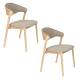 Lot de 2 Chaises Babington Dutchbone Duo de Fauteuils de Table en Bois Naturel et Tissu Chiné Beige Assises Rétro 56,5x58x80,5cm