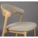 Lot de 2 Chaises Babington Dutchbone Duo de Fauteuils de Table en Bois Naturel et Tissu Chiné Beige Assises Rétro 56,5x58x80,5cm