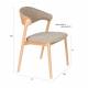 Lot de 2 Chaises Babington Dutchbone Duo de Fauteuils de Table en Bois Naturel et Tissu Chiné Beige Assises Rétro 56,5x58x80,5cm