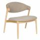 Fauteuil Lounge Babington Dutchbone Siège de Salon en Bois Naturel et Tissu Chiné Beige Assises Rétro 65x71x74,3cm
