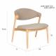Fauteuil Lounge Babington Dutchbone Siège de Salon en Bois Naturel et Tissu Chiné Beige Assises Rétro 65x71x74,3cm