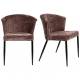 Lot de Deux Chaises Georgia Dutchbone Duo d'Assises en Velours Violet et Acier Noir Fauteuils de Table 60x62x78cm