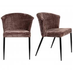 Lot de Deux Chaises Georgia Dutchbone Duo d'Assises en Velours Violet et Acier Noir Fauteuils de Table 60x62x78cm