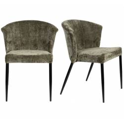 Lot de Deux Chaises Georgia Dutchbone Duo d'Assises en Velours Vert et Acier Noir Fauteuils de Table 60x62x78cm