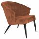 Fauteuil Georgia Dutchbone Large Assise en Velours Brique et Acier Noir Siège Seventies 71x73,5x77cm