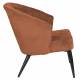 Fauteuil Georgia Dutchbone Large Assise en Velours Brique et Acier Noir Siège Seventies 71x73,5x77cm