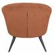Fauteuil Georgia Dutchbone Large Assise en Velours Brique et Acier Noir Siège Seventies 71x73,5x77cm