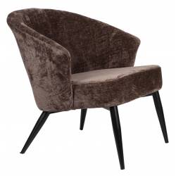 Fauteuil Georgia Dutchbone Large Assise en Velours Violet et Acier Noir Siège Seventies 71x73,5x77cm