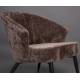Fauteuil Georgia Dutchbone Large Assise en Velours Violet et Acier Noir Siège Seventies 71x73,5x77cm