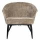 Fauteuil Georgia Dutchbone Large Assise en Velours Beige et Acier Noir Siège Seventies 71x73,5x77cm