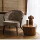 Fauteuil Georgia Dutchbone Large Assise en Velours Beige et Acier Noir Siège Seventies 71x73,5x77cm