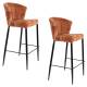 Lot de Deux Chaises de Bar Georgia Dutchbone Duo de Tabourets en Velours Brique et Acier Noir Assises de Bar 54x56x101cm