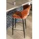 Lot de Deux Chaises de Bar Georgia Dutchbone Duo de Tabourets en Velours Brique et Acier Noir Assises de Bar 54x56x101cm