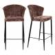 Lot de Deux Chaises de Bar Georgia Dutchbone Duo de Tabourets en Velours Violet et Acier Noir Assises de Bar 54x56x101cm