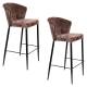 Lot de Deux Chaises de Bar Georgia Dutchbone Duo de Tabourets en Velours Violet et Acier Noir Assises de Bar 54x56x101cm