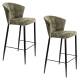 Lot de Deux Chaises de Bar Georgia Dutchbone Duo de Tabourets en Velours Vert et Acier Noir Assises de Bar 54x56x101cm