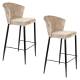 Lot de Deux Chaises de Bar Georgia Dutchbone Duo de Tabourets en Velours Beige et Acier Noir Assises de Bar 54x56x101cm