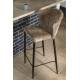 Lot de Deux Chaises de Bar Georgia Dutchbone Duo de Tabourets en Velours Beige et Acier Noir Assises de Bar 54x56x101cm