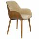 Chaise Taylor Dutchbone Fauteuil de Table en Frêne et Velours Beige Assise Seventies 56,5x59,5x83,5cm