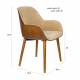 Chaise Taylor Dutchbone Fauteuil de Table en Frêne et Velours Beige Assise Seventies 56,5x59,5x83,5cm