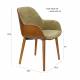 Chaise Taylor Dutchbone Fauteuil de Table en Frêne et Velours Vert Assise Seventies 56,5x59,5x83,5cm