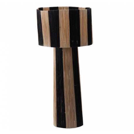 Lampadaire Yagrine Rayée Athezza Luminaire sur Pied en Bambou Eclairage Boheme Couleur Naturelle et Noire 45x45x100cm