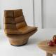 Fauteuil Achille Pivotant Signature Vintage Design Lounge Bar Siège de Salon Camel 86x87x96cm