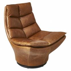 Fauteuil Achille Pivotant Signature Vintage Design Lounge Bar Siège de Salon Camel 86x87x96cm