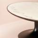 Table Basse Tulipe Signature Table d’Appoint Ovale Métal Noir Chêne et Marbre 44x80x130cm