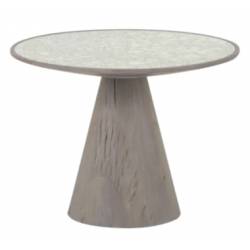 Table Basse Mafra Signature Bout de Canapé Chêne et Verre Antique Sellette d’appoint Bi-Matière Design 45x60x60cm