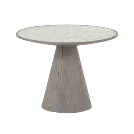 Table Basse Mafra Signature Bout de Canapé Chêne et Verre Antique Sellette d’appoint Bi-Matière Design 45x60x60cm