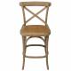 Chaise de Bar Bistrot Signature Assise de Comptoir Siège de Bar en Chêne Couleur Oxydée et Paille de Riz 50x51x96cm