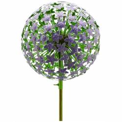 Fleur d'Allium sur Tige Décoration Florale pour Jardin Massif ou Pot de Fleur en Acier Coloré Vert et Bleu-Violet 29x29x140cm