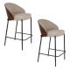 Lot de 2 Chaises de Comptoir Rodin Dutchbone Assises Hautes Bois et Tissu Tabourets de Bar 50x53x87cm