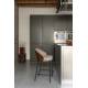 Lot de 2 Chaises de Comptoir Rodin Dutchbone Assises Hautes Bois et Tissu Tabourets de Bar 50x53x87cm