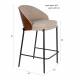 Lot de 2 Chaises de Comptoir Rodin Dutchbone Assises Hautes Bois et Tissu Tabourets de Bar 50x53x87cm