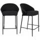 Lot de 2 Chaises de Comptoir Rodin Bouclé Black Dutchbone Bois et Tissu Bouclé Tabourets de Bar 50x53x87cm