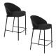 Lot de 2 Chaises de Comptoir Rodin Bouclé Black Dutchbone Bois et Tissu Bouclé Tabourets de Bar 50x53x87cm