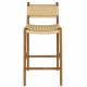Tabouret de Bar Cécile Dutchbone Chaise de Comptoir en Bois Finition Noyer et Cordage Chaise Haute 47x48x95,5cm