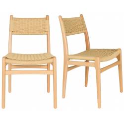 Duo de Chaises Cécile Dutchbone Lot d’Assises en Bois et Cordage Fauteuils de Repas 47,1x50,2x81,3cm