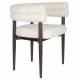 Chaise Sela Dutchbone Assise en Hévéa et Tissu Blanc Fauteuil de Salle de Manger 57x63x73cm